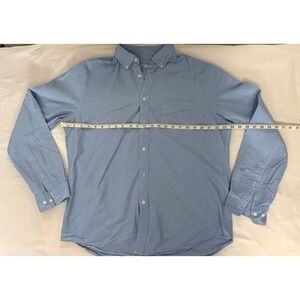 Stafford Mens Light Blue Easy Care Broadcloth Travel Button Down Shirt